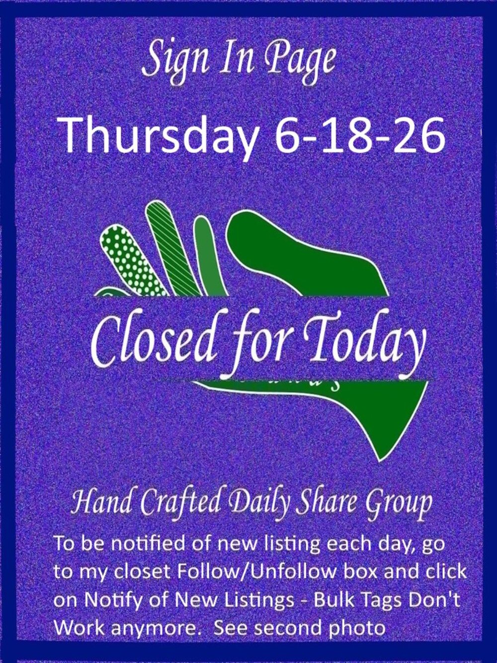 Thursday 6-18-2026 Hand Crafted Handmade Share Group Part One - Sign In